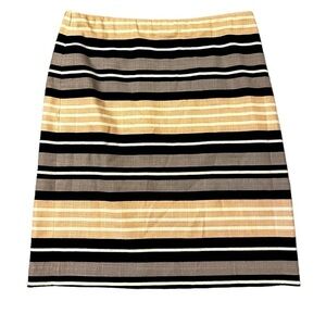 2/$30 Ann Taylor - Navy Peach Taupe Striped Pencil Skirt Size 8 Workwear